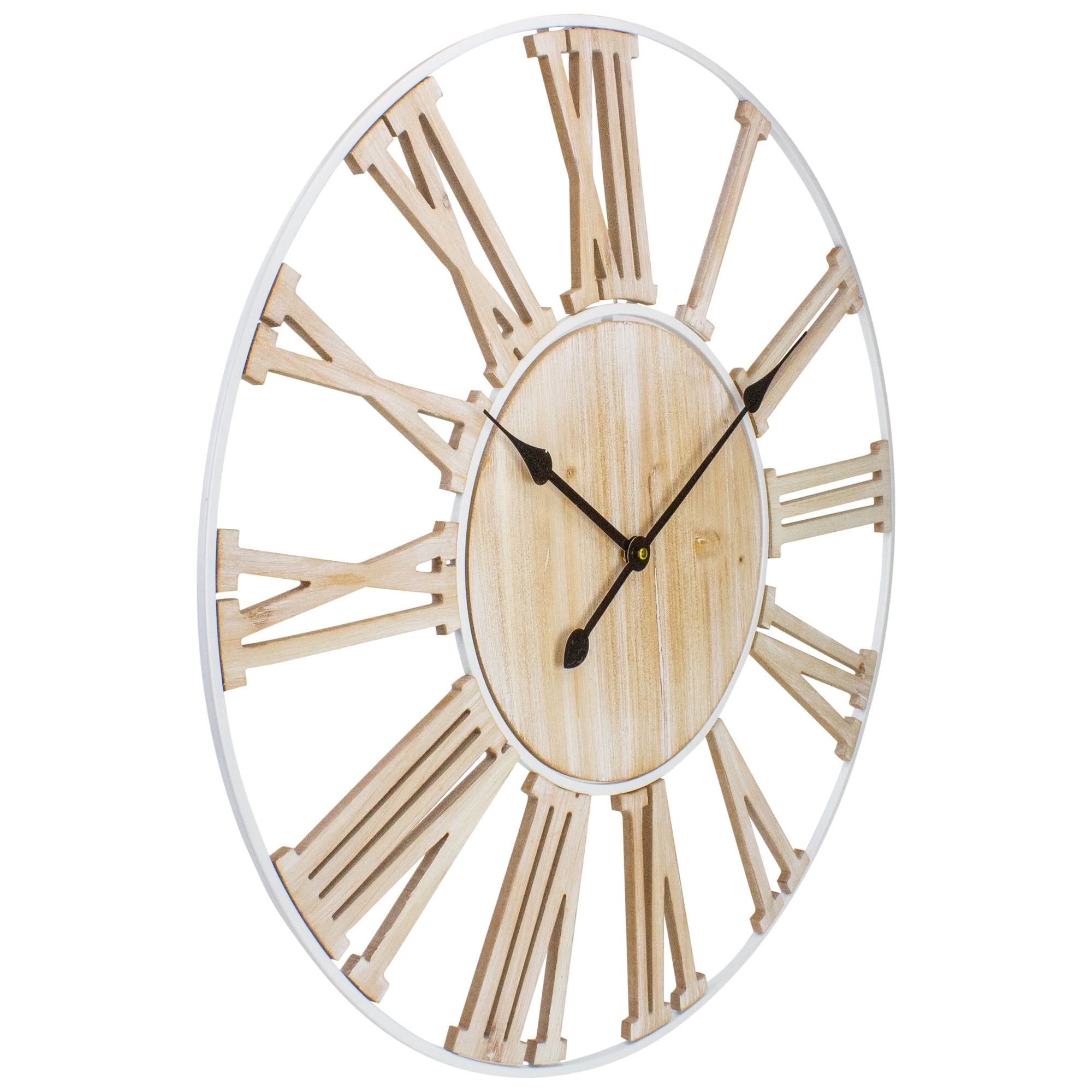 Northlight Wood and Metal Roman Numeral Battery Operated Round Wall Clock - 28"