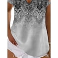 thumbnail image 4 of DYMADE Women Vintage Ethnic Printing V-neck Short Sleeve T-Shirt Tunic Top, 4 of 4