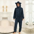 thumbnail image 4 of XuJwPNcy Pajamas for Women Fleece Onesies Warm Sherpa Lined Romper Sleepwear Hooded Loungewear Pjs Jumpsuit, 4 of 7