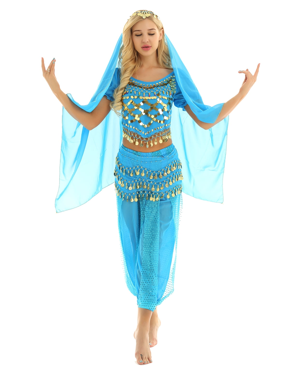 Aislor Women's Belly Dance Costume India Dance Crop Top with Harem