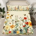 thumbnail image 2 of Feelyou Bohemian Groovy Flower Bed Sheets, Kawaii cartoon Butterfly King Sheets, Jungle Floral Sheet Set, Microfiber Bedroom Decor, 4 Pieces, 2 of 7