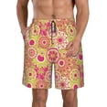 thumbnail image 2 of Uemuo Yellow Flowers Pattern Men's Swim Trunks Hawaiian Beach Bathing Suit Swimsuits Beach Quick-Dry Shorts with Pockets-, 2 of 9