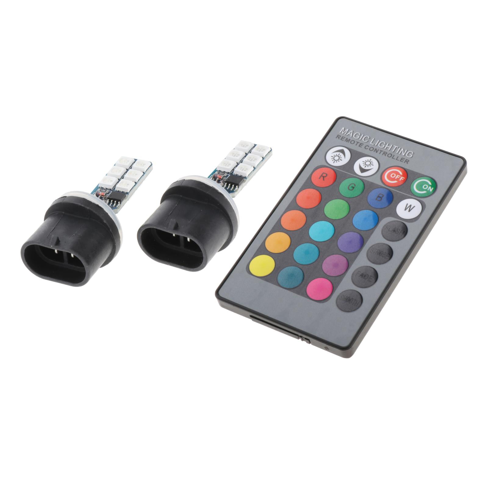 2pcs H7 Car Remote Control RGB Fog Tail Light Lamp Bulb Replacement