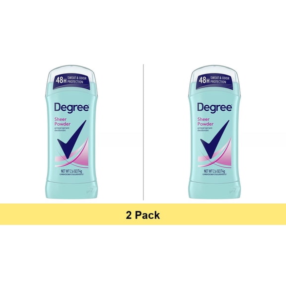 Degree Anti-Perspirant and Deodorant Invisible Solid for Women, Sheer Powder - 2.6 oz - 2 Pack