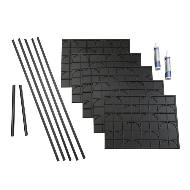 FASÄDE Crescent Decorative Vinyl Backsplash 15 sq ft Kit in Matte Black