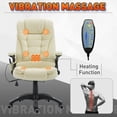 thumbnail image 3 of Beige Ergonomic Massage Office Chair with Heat & Vibration - Executive Computer Desk Chair, 265lb Capacity, Adjustable Height & Swivel, 3 of 7
