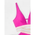thumbnail image 6 of Women's High Waisted Bikini Sets Two Piece Tummy Control Swimsuit Color Block Bathing Suits, 6 of 8