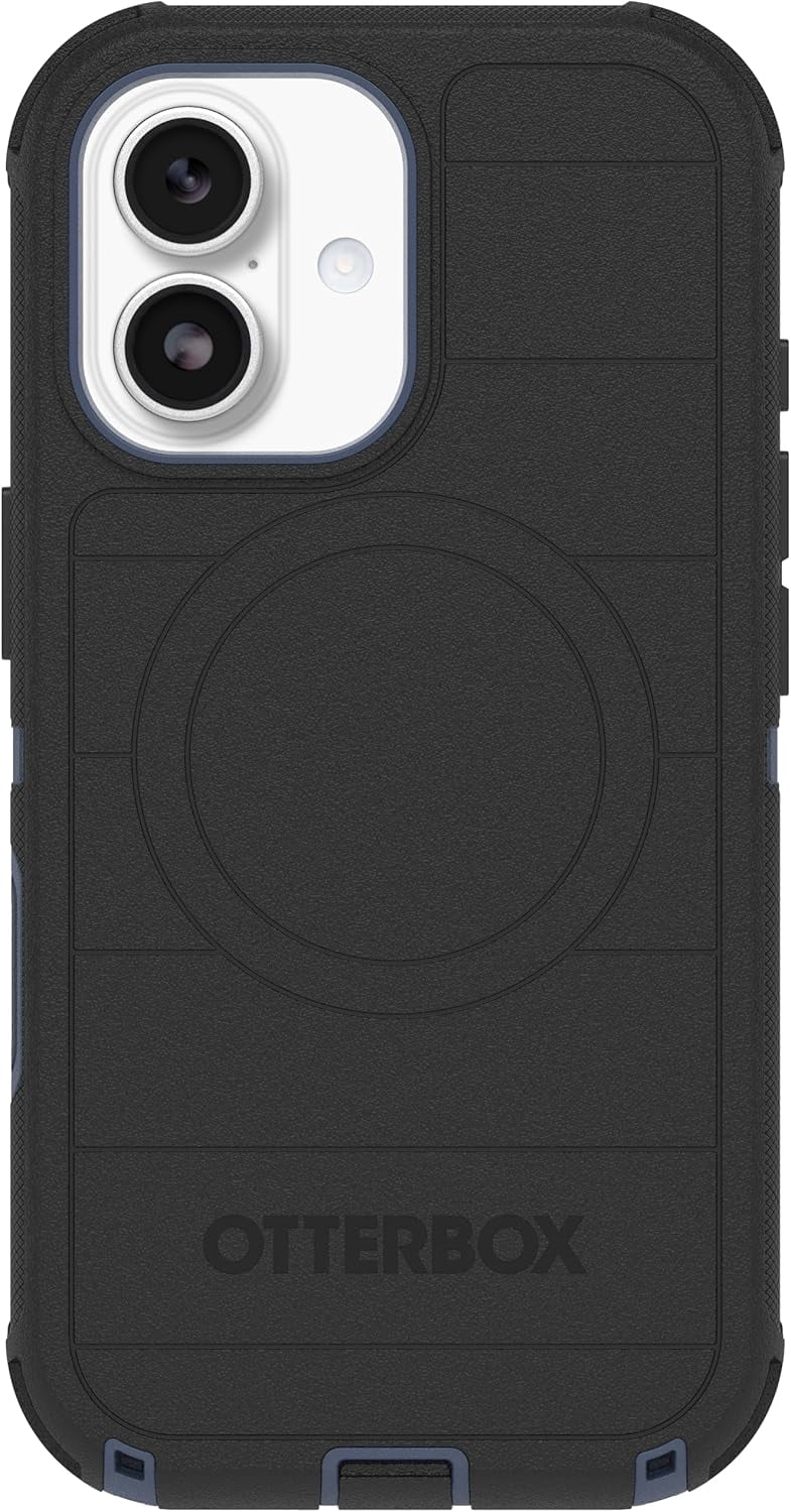 OtterBox iPhone 17 (Only) Bundle: Defender Series Case & Screen Protector - Black Shadow (Black & Blue) - Case Only - Snaps on MagSafe - Tough - Rugged & Durable