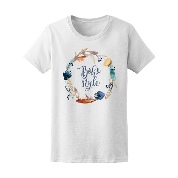 Boho Style Round Feather Frame Tee Women's -Image by Shutterstock