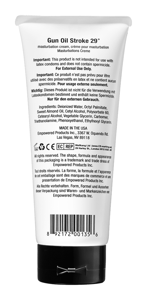 GUN OIL Stroke 29 Personal Lubricant for Men - Water Based Masturbation Cream for Him - 6.7oz Tube - DISCREET SHIPPING!
