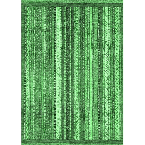 Ahgly Company Indoor Rectangle Abstract Emerald Green Modern Area Rugs, 3' x 5'