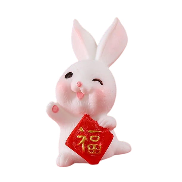 Estatua de conejo chino, estatuilla de , adorno artesanal, escultura en miniatura para el hogar Fu 28 cm x 35 cm Zulema Escultura de conejo