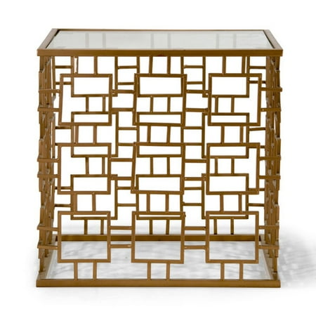 Glass Top Metal Finish - Acacia Bronze Color Square Glass Top Metal Frame Grande Size Accent Table