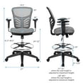 thumbnail image 3 of Costway Mesh Drafting Chair Office Chair w/Adjustable Armrests & Foot-Ring Grey, 3 of 11
