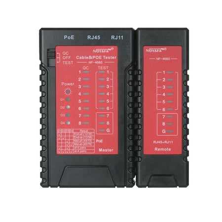 NOYAFA RJ45 RJ11 Network Cable & PoE Tester Telephone Line Tester Lan Ethernet Cable Tester for Cat5/5e/6/6a(UTP/STP) Cat3(6P2C/6P4C/6P6C)