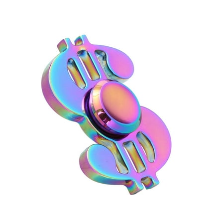 Sanwood Rainbow Note Dollar Shape Hand Spinners Brass Relieve Fidget Figure Toys