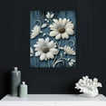 thumbnail image 4 of ONETECH Daisy Canvas Wall Art Rustic Blue White Flower Painting Picture for Farmhouse Vintage Square Farm Country Floral Artwork Framed for Home Decor, 4 of 4