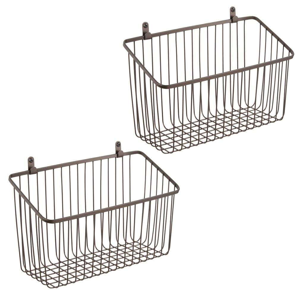 mDesign Metal Wall Mount Hanging Basket for Home Storage, 2 Pack ...