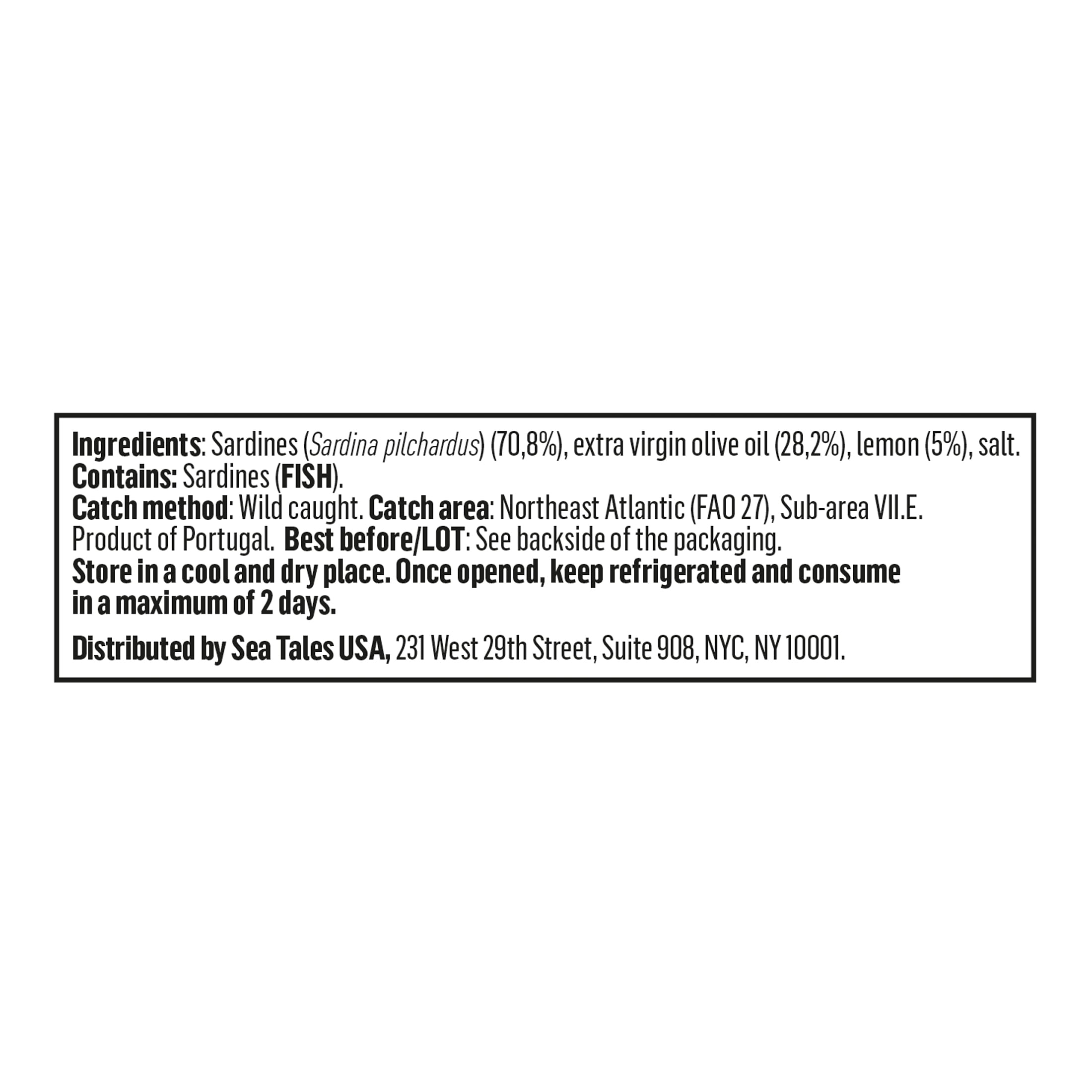 Sea Tales MSC Wild Caught Sardines in Olive Oil with Lemon (HW)