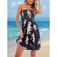 thumbnail image 3 of Women's Smocked Printed Tube Mini Dress Polyester % 100 Fabric with Sheer Bodice Slight Stretch and Flowy Skirt, 3 of 9
