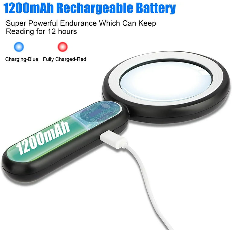 Magnifying Glasses with Light Led USB Rechargeable Magnifier with Travel  Portable bag, Use for Close Work or Reading Small Print & Labels,Great  Eyeglasses for Olders Readers, Women, Men
