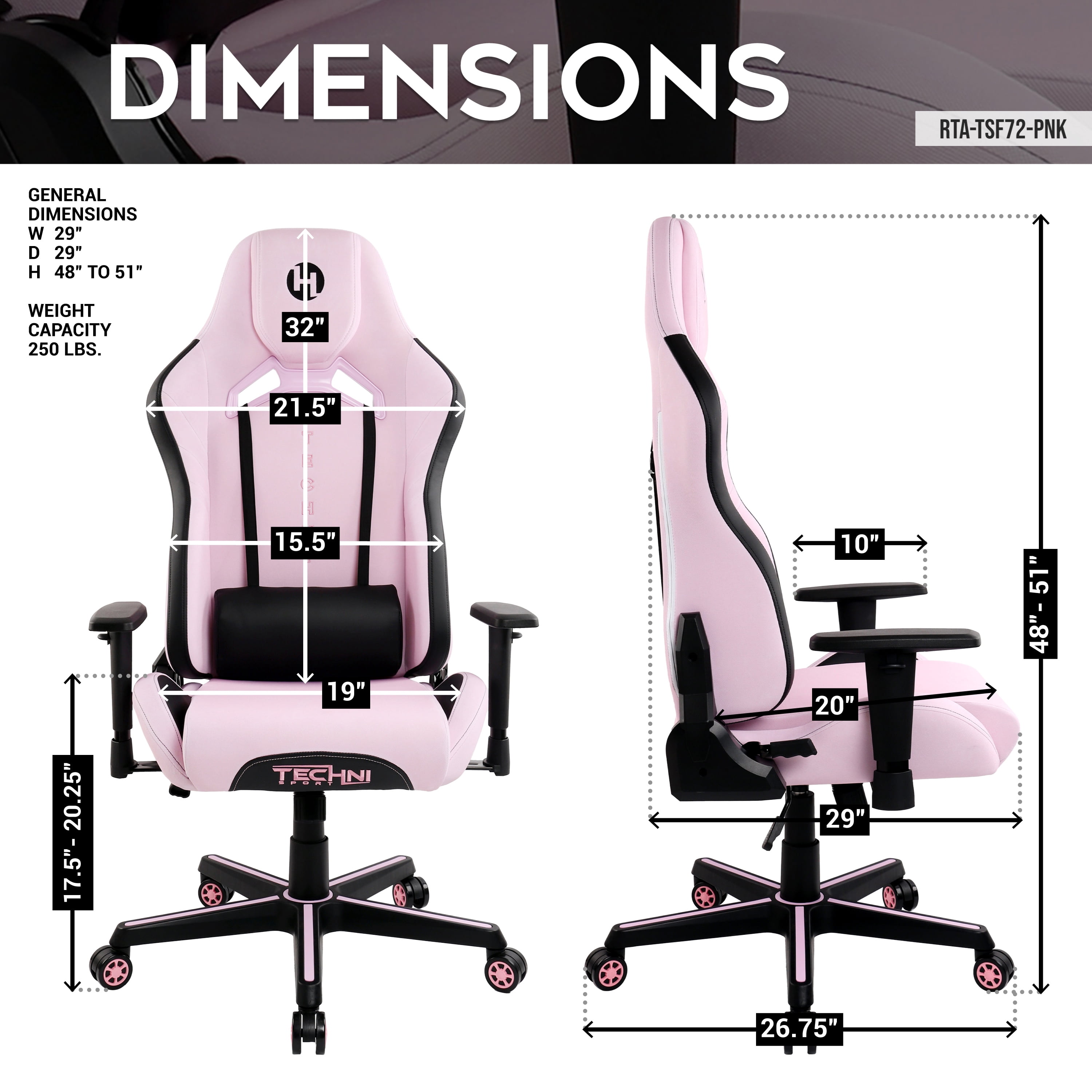 Techni Sport Echo 2.0 Pink Gaming Chair