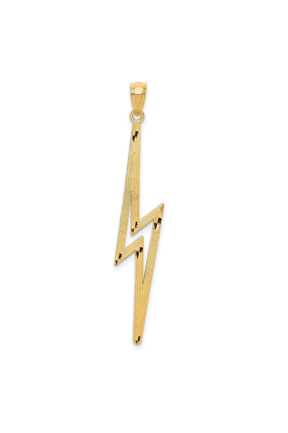 14k Yellow Gold Lightning Bolt Pendant Necklace for Men and Women, Polished Modern Statement Jewelry, Unisex Symbolic Energy Charm, Minimalist Gold Accessory
