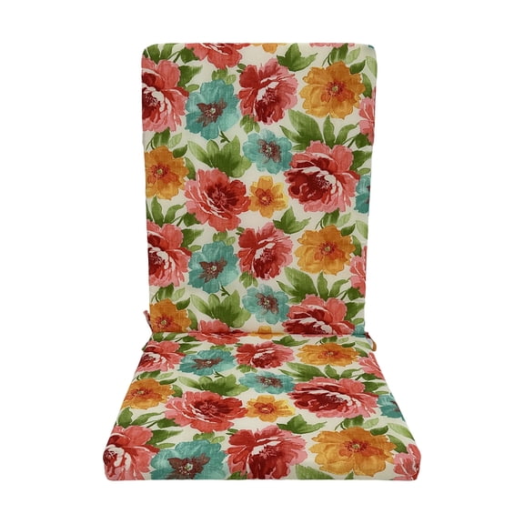 Boho Outdoor High Back Chair Cushion, Extra Thick Waterproof Patio Seat Pad, Sun Fade Resistant with Ties