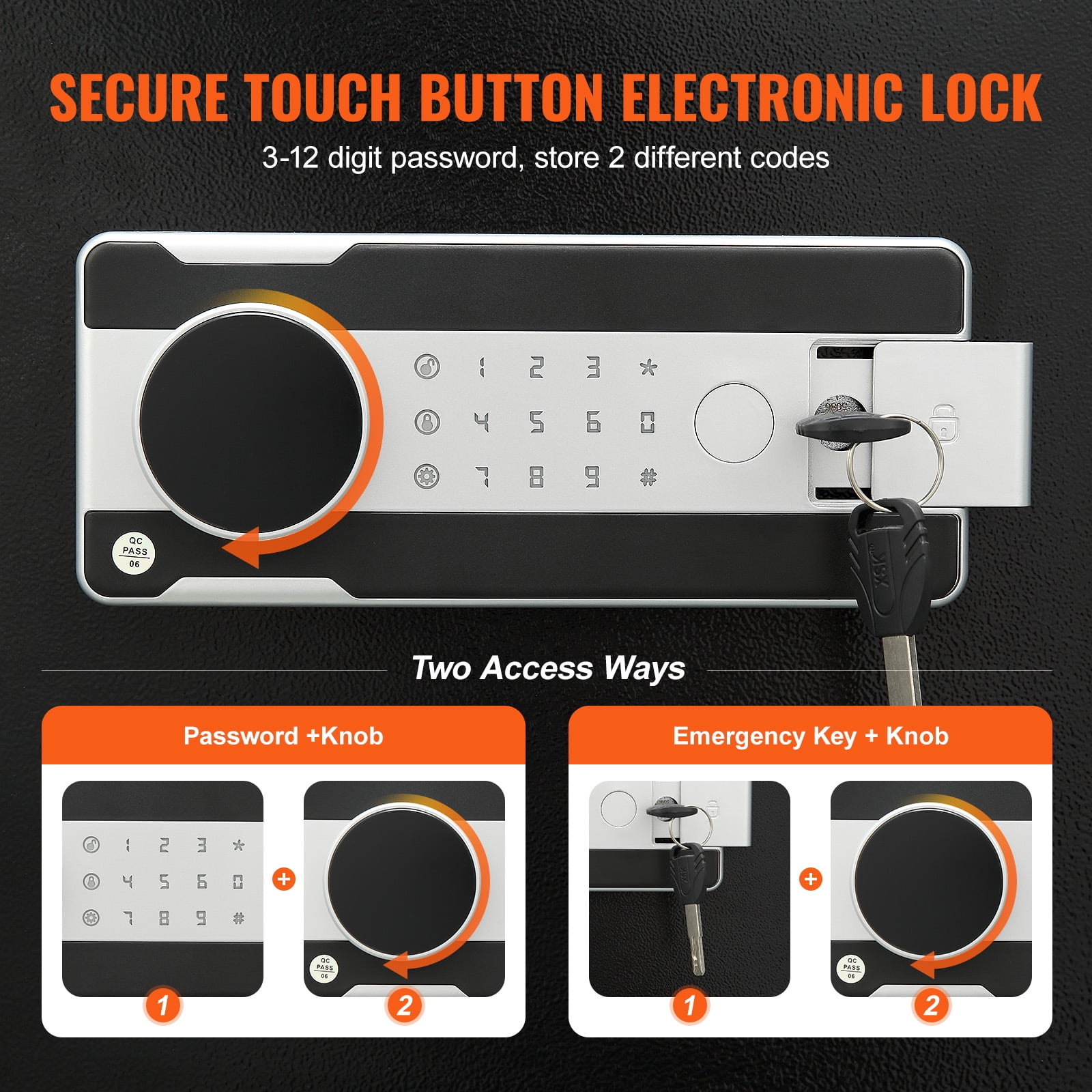 VEVOR 1.7 C Digital Depository Safe Deposit Safe Security Safe Box Made of Carbon Steel with Deposit Slot with Two Emergency Keys Depository Safe Box for Home Hotel Restaurant and Office