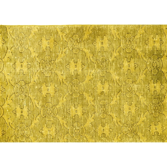 Ahgly Company Machine Washable Indoor Rectangle Persian Yellow Traditional Area Rugs, 5' x 7'