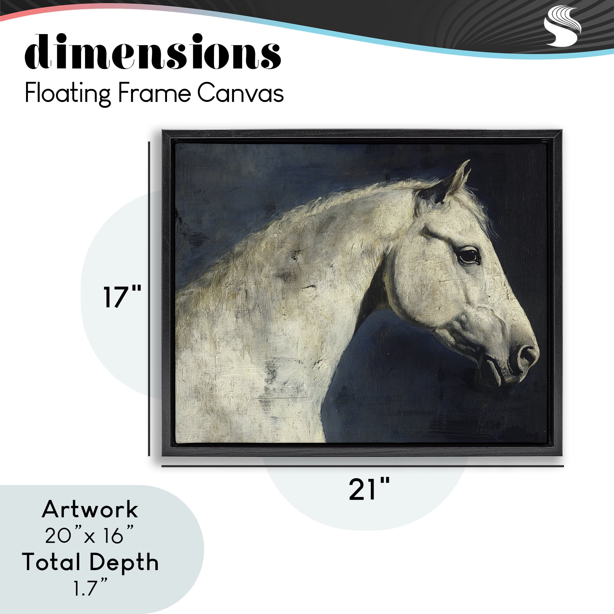Stupell Industries Equine On The Blue Night Black Framed Floater Canvas Wall Art, design by Svetlana Aleynikova