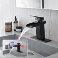 thumbnail image 3 of Sink Faucet With Deck Plate Waterfall Black Bathroom faucets for Sink 1 Hole or 3 Holes One Handle Faucets, 3 of 7