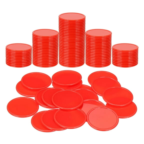 Uxcell 100 Pack Plastic Poker Chips, 1.5 Inch Learning Counters Counting Counters Disks Markers Opaque Game Tokens for Game Play Math Counting, Red