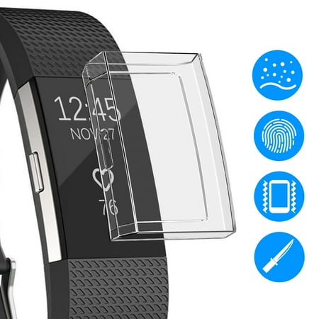 Lined Soft Shell Case Ultra Slim Soft Full Cover Case for Fitbit Charge 2, TPU Protective Cases Frame Shockproof Cover Shell ()