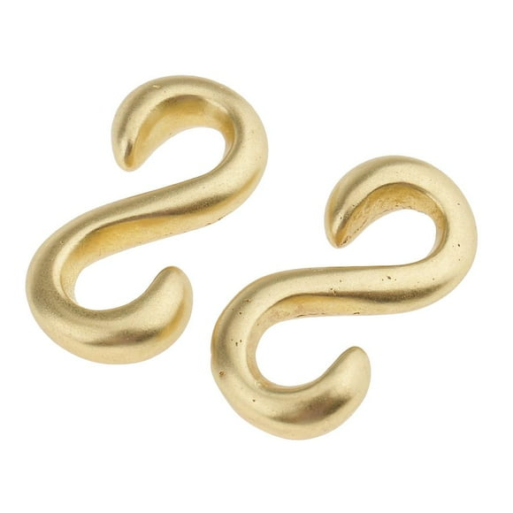 DOLITY 2pcs DIY Solid Brass S Shaped Smooth Hooks For Household Supply 2.5x1.3 Cm