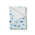 thumbnail image 2 of Fish Soft Flannel Fleece Blanket, Fish Net with Polka Dots Abstract Animal Silhouettes Nature Inspired Image, Cozy Plush for Indoor and Outdoor Use, 70" x 90", Blue Pale Blue White, by Ambesonne, 2 of 5