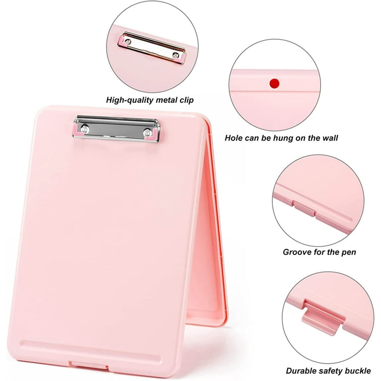 Heavy Duty Storage Clipboard - Colorful Plastic Clipboard With Low Profile Clip & Paper Storage