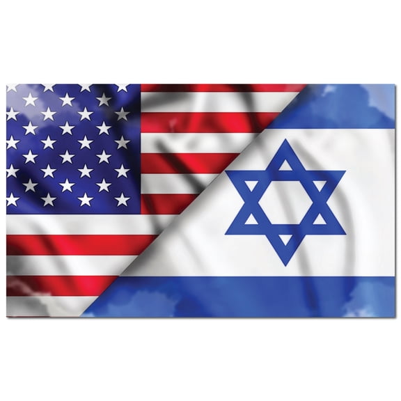 American and Israeli Flag Magnet Decal, 3x5", Blue and White, Automotive Magnet