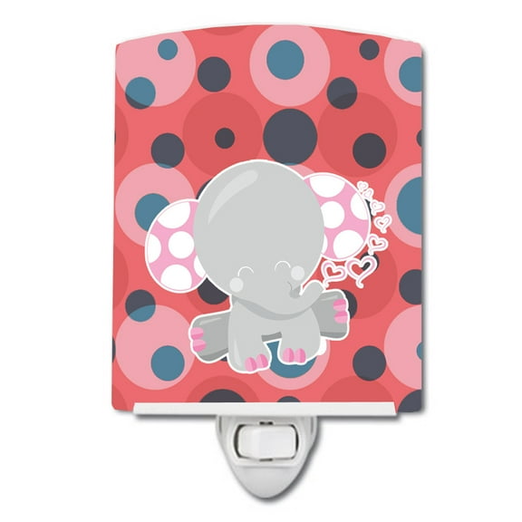 Caroline's Treasures BB6951CNL Elephant Lots of Polkadots Ceramic Night Light, 6x4x3", multicolor