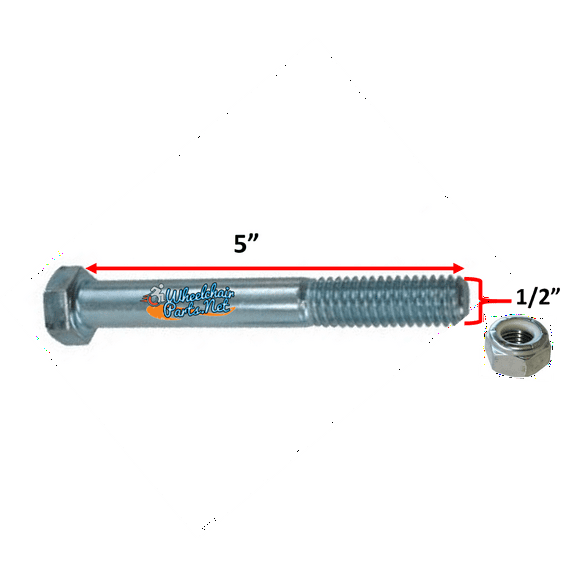 1/2" x 5" STANDARD AXLE WITH NYLOCK NUT.
