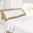 thumbnail image 2 of Dual Tone Sheet Set 4 Piece - 400 Thread Count - 12" Deep Pocket - 100% Egyptian Cotton - Cool and Breathable - Dual Color Sheet Set - Taupe & White Solid, Full Size., 2 of 5