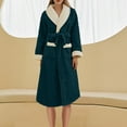 thumbnail image 2 of Oksale Fluzzy Flannel Robe for Women Plus Size Midi Bath Robe Trendy Shawl Collar Robes with Pockets Cozy Long Sleeve Belted Nightgowns Ultra Soft Thermal Winter Housecoats Green M, 2 of 4