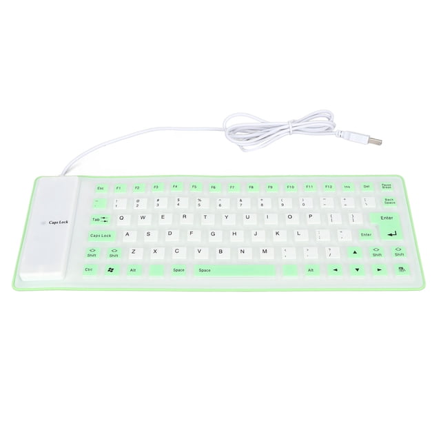 Teclado de silicona Diseño completamente sellado Ligero Portátil Silencioso Suave Cómodo Teclado de silicona con cable USB para PC Verde