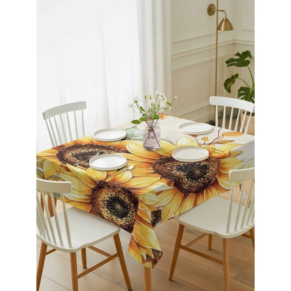 Sunflower Tablecloth Rectangle Table Cloth 60x102,Waterproof Outdoor Table Cloth Covers Decorative Table Protector,Yellow Spring Summer Floral Farmhouse Washable Table Cover for Kitchen Dinning Party