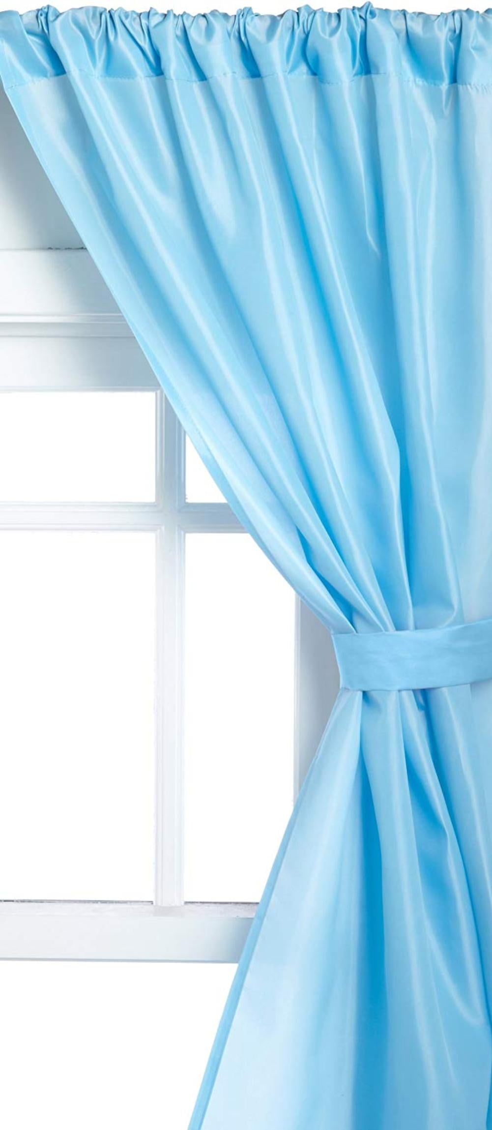Fabric Bathroom Window Curtain, Light Blue, 100% Polyester By Carnation