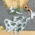 thumbnail image 2 of Rhuody Swim Suits For Girls 7-8 Years 3 Pcs Swimwear Bathing Suits Tropical Floral Print Bikini Sets With Cover Up Skirt Sweet Beach Wear Army Green, 2 of 6