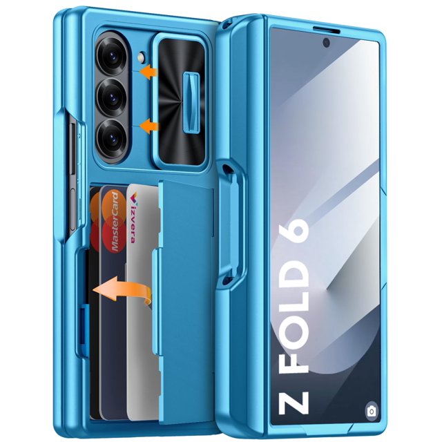 Funda de teléfono Vizvera RFID Wallet con tarjetero para Samsung Z Fold 6