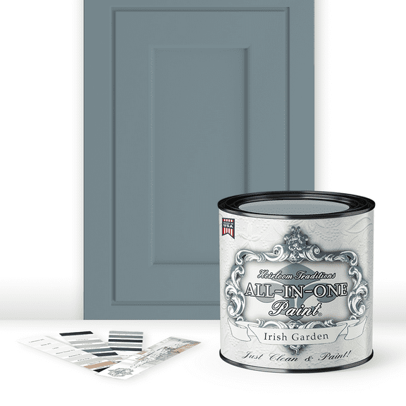 Heirloom Traditions ALL-IN-ONE Paint, Irish Garden (blue green), Quart - Durable cabinet and furniture paint. Built in primer and top coat, no sanding needed. Includes our 30 featured color card.