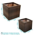 thumbnail image 5 of Sunnydaze Modern Assorted Square Brown Polyrattan Indoor Planter with Liner 2-Count, 5 of 8