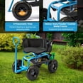 thumbnail image 6 of Canddidliike Cushioned Rolling Garden Cart Scooter with Storage Basket and Tool Pouch, Garden Cart for Outdoor, Blue, 6 of 10